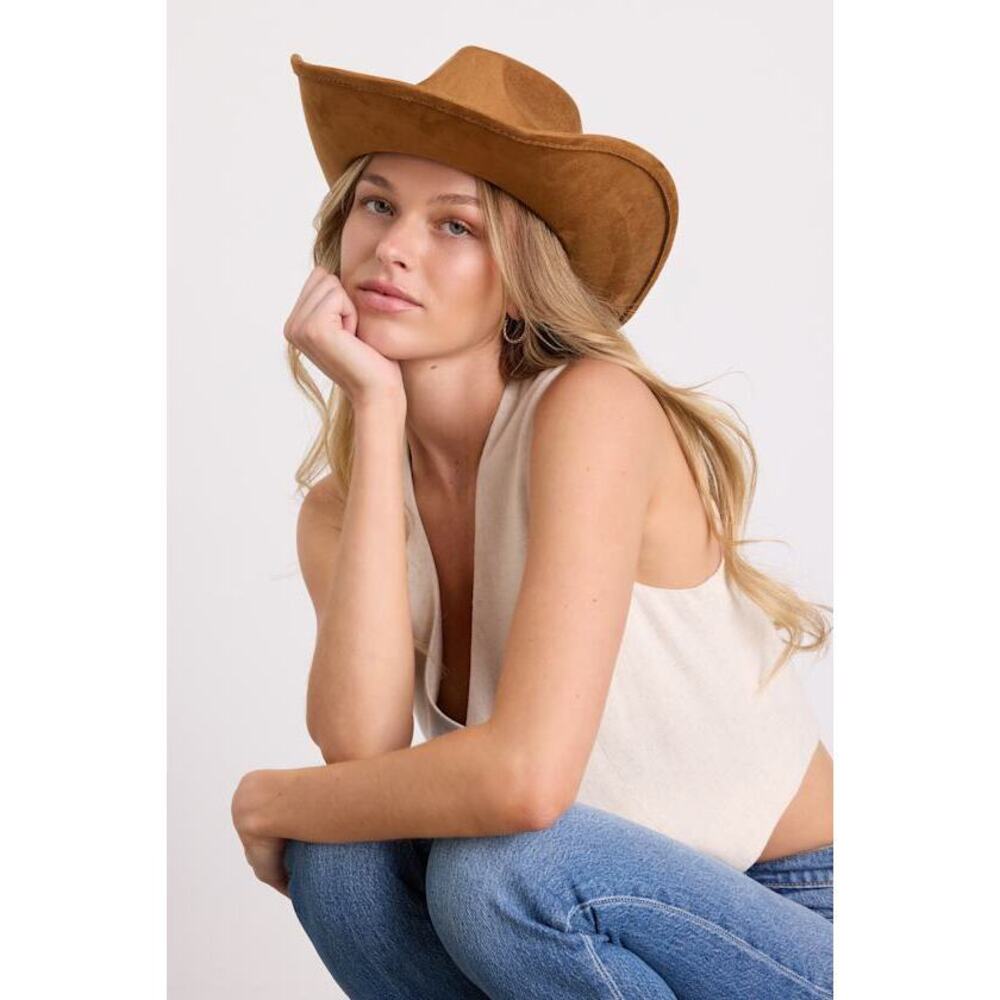 Lulus Lycia Brown Suede Embroidered Western Hat - Size One Size